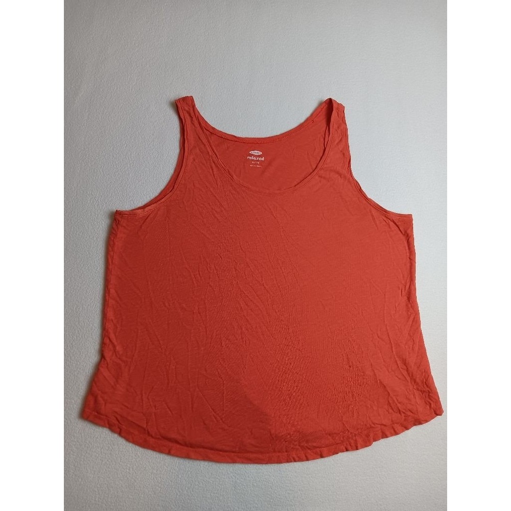 Old Navy Relaxed Tank Top Womens XL Coral Orange Scoop Neck Cotton Modal Blend